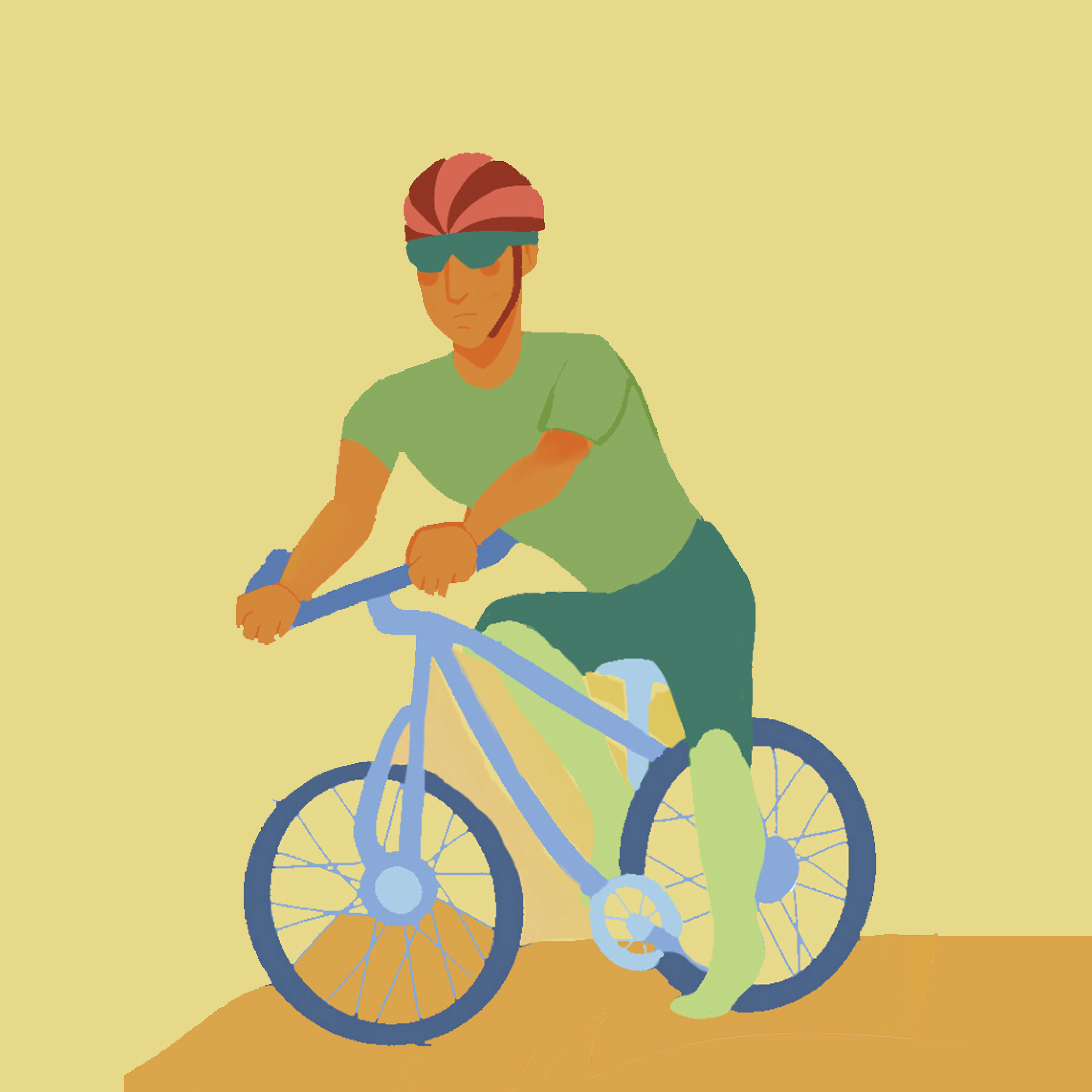 Illustrative artwork of athletic man cycling